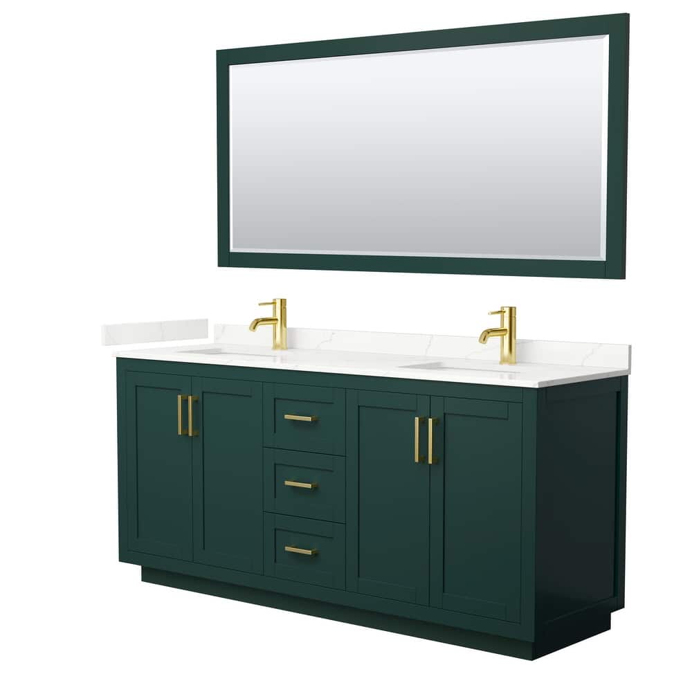 Miranda 72-inch Double Vanity, Quartz Top, 70-inch Mirror