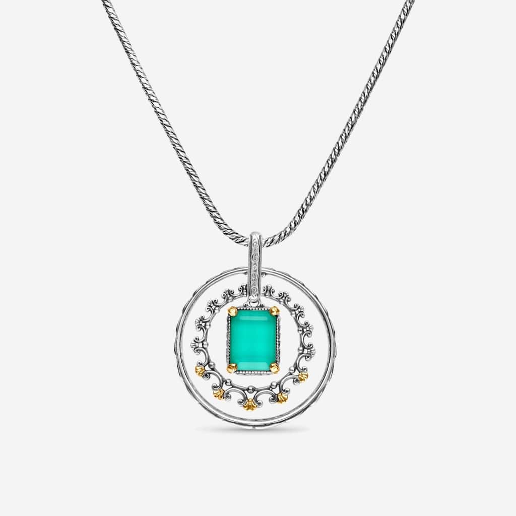 Konstantino Naiads Sterling Silver & 18K Yellow Gold, Chalcedony Doublet Pendant Necklace - Total length: 2''