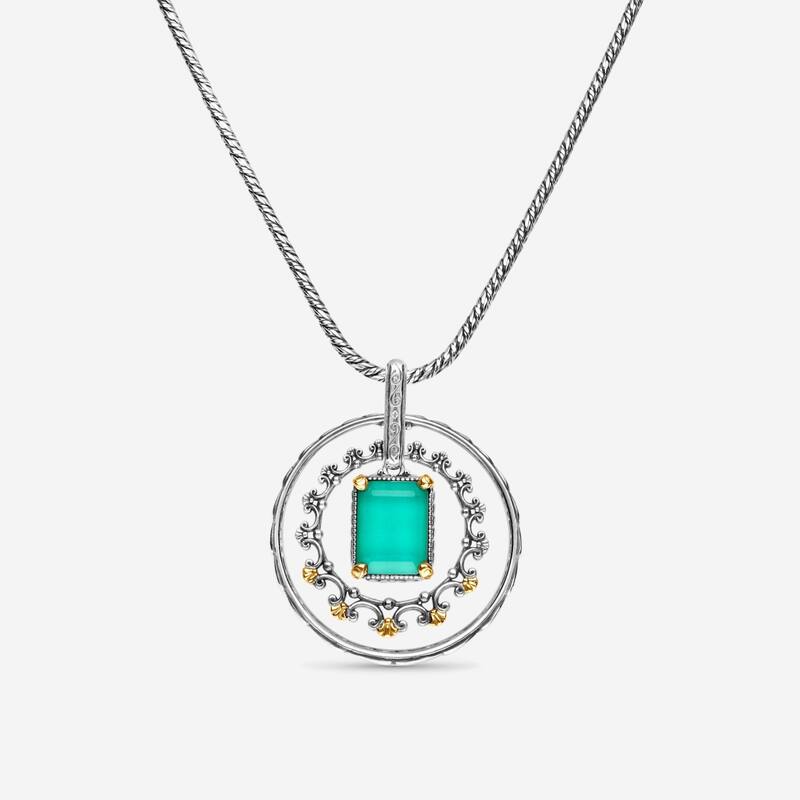 Konstantino Naiads Sterling Silver & 18K Yellow Gold, Chalcedony Doublet Pendant Necklace - Total length: 2''