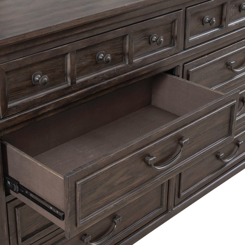 Paradise Valley Saddle Brown Panel Bed, Dresser and Mirror Set