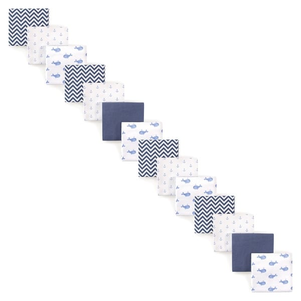 slide 1 of 1, Hudson Baby Infant Boy Cotton Flannel Receiving Blankets Bundle, Blue Whale 14-Piece, One Size - Blue Whale 14-Piece - One Size One Size - Blue Whale 14-Piece