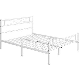 Yaheetech Simple Metal Platform Bed Frame with Curved Design Headboard ...