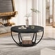 preview thumbnail 36 of 43, 31.7" Round Coffee Table, Rustic 2-Tier Center Table with Storage Open Shelves
