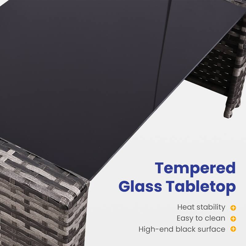 Thicker 4-Piece Wicker Outdoor Sofa Set, 1 Loveseats, 2 Single Sofas, 1 Table