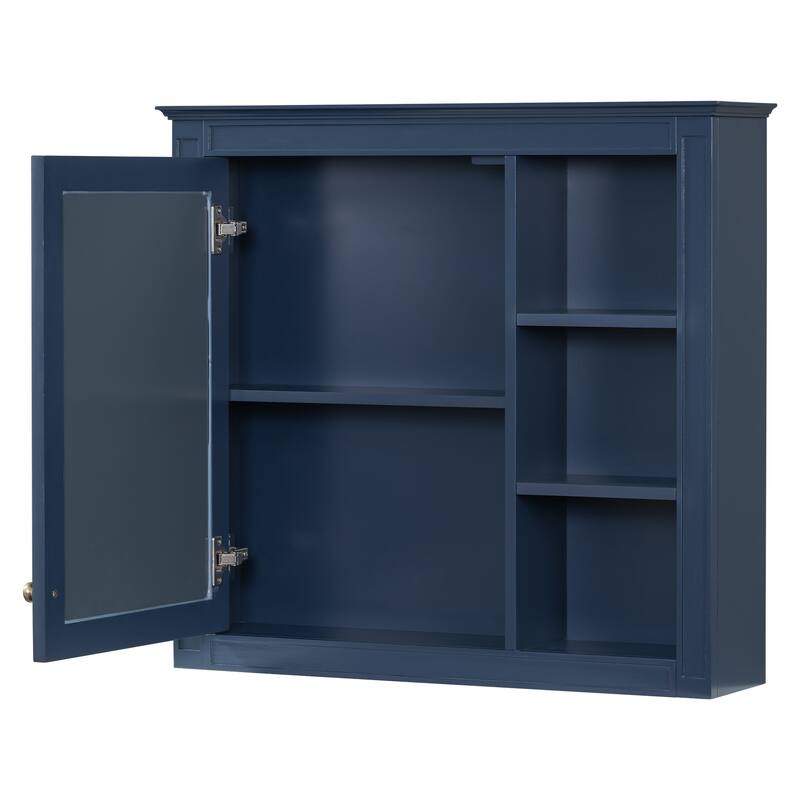 Roomfitters 30'' x 28'' Wall Mounted Bathroom Storage Cabinet with Mirror, Modern Medicine Cabinet with 3 Open Shelves