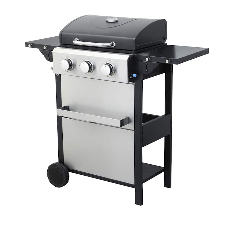 25650BTU Output 3 Burner Propane Gas BBQ Grill w/ Wire Enamel Cooking Grids