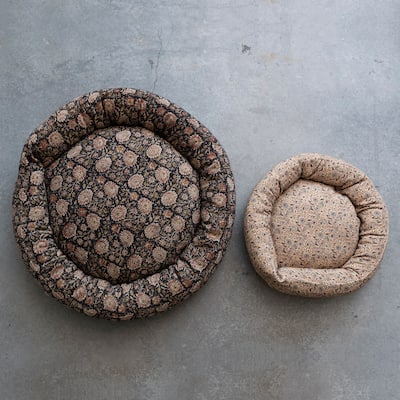 Cotton Slub Pet Bed with Floral Pattern