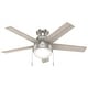 preview thumbnail 28 of 39, Hunter 46" Anslee Low Profile Ceiling Fan with LED Light Kit and Pull Chain Brushed Nickel