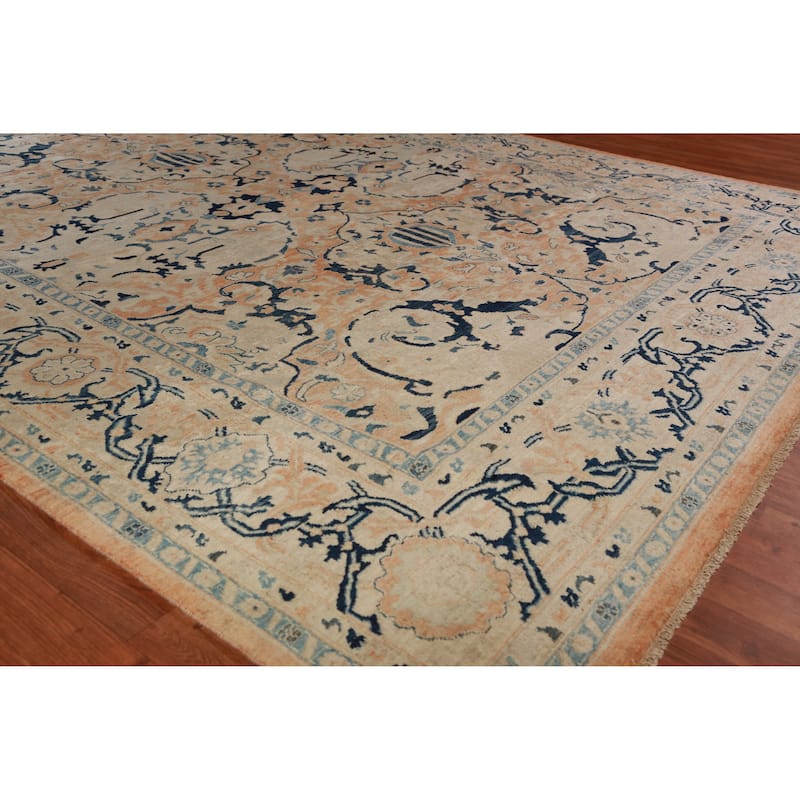 Hand Knotted Oriental 100% Wool Carpet Traditional All-Over Oranges & Rust Ziegler Area Rug - 9' 10'' X 8' 1''