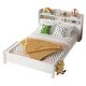 preview thumbnail 11 of 77, Pine Wood Platform Bed Low-Profile Bed Frame with Storage Headboard, Motion Sensor LED Light, Movable Guardrail, Slats Support