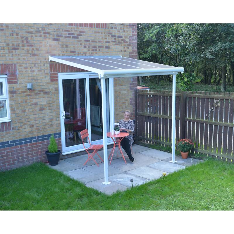 Sierra 7.5 ft. White & Grey Clear Panel Aluminum Patio Cover