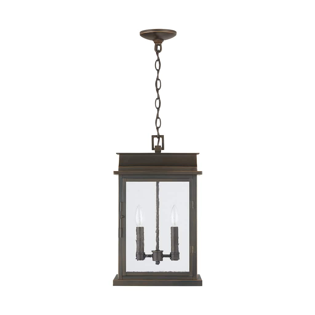 Bolton 2-light Oiled Bronze Outdoor Hanging Lantern/ Pendant