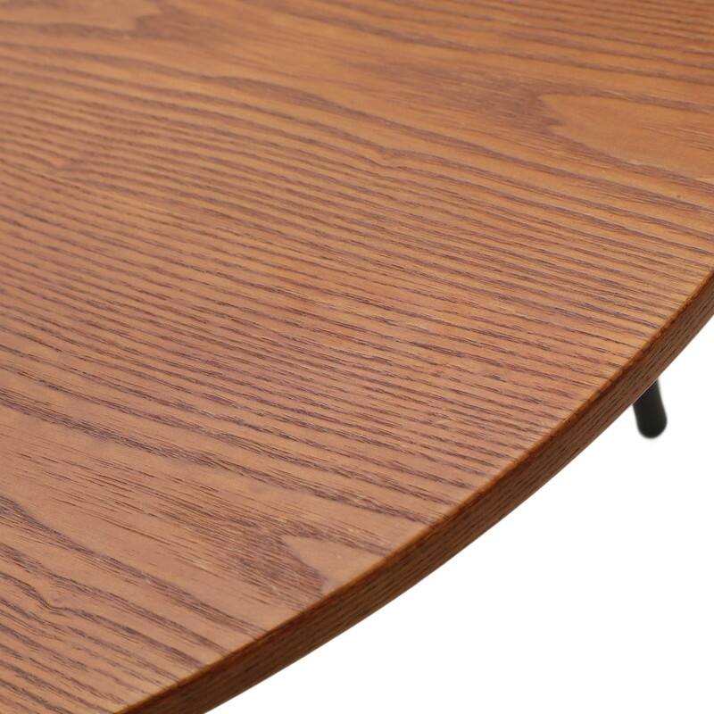 Tule Modern 9-Piece Dining Set with Solid Wood Top Oval Dining Table and Fabric Upholstered Black Steel Legs