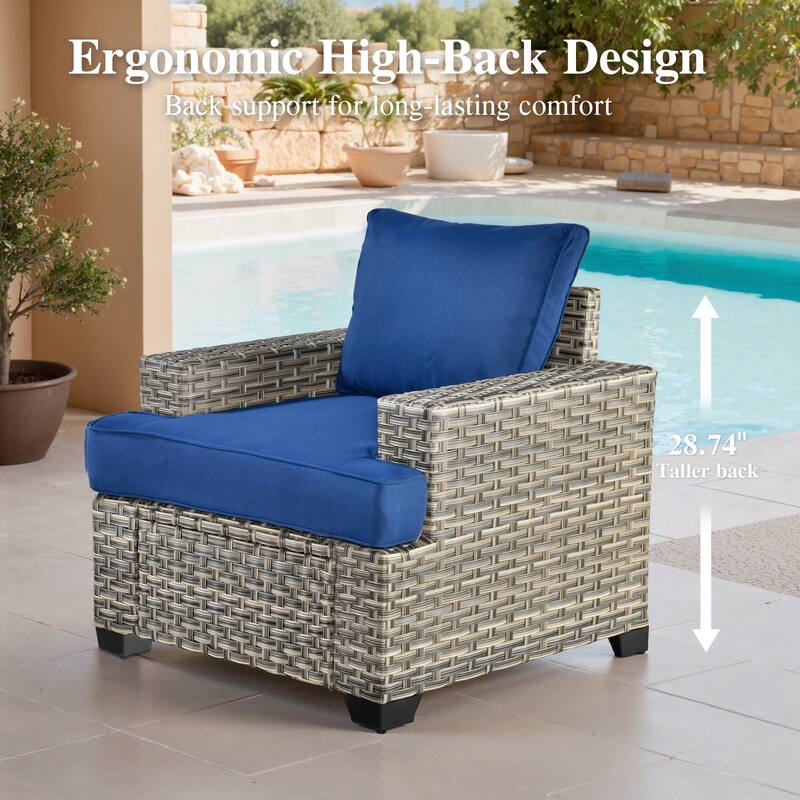 OVIOS 7-Piece T Shaped Seat Wide Armrest Patio Conversation Set