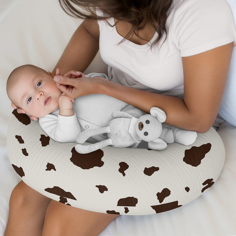 Sweet Jojo Designs Western Cow Print Boy, Girl, Gender Neutral 100% Cotton Muslin Nursing Pillow Cover Case - Country, Wild West