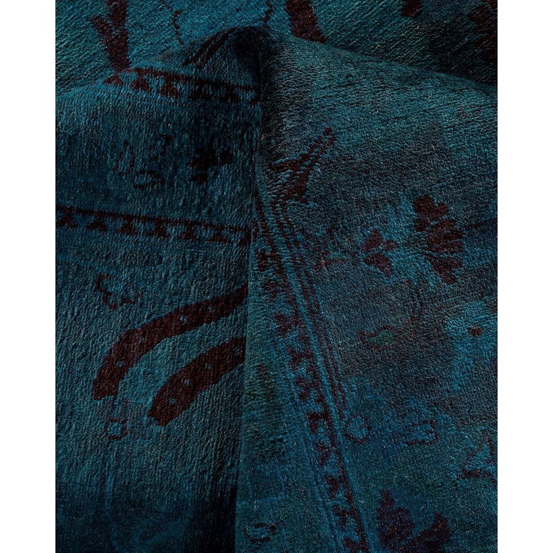 Overton Hand Knotted Wool Vintage Inspired Modern Contemporary Overdyed Charcoal Area Rug - 10' 2" x 13' 9"