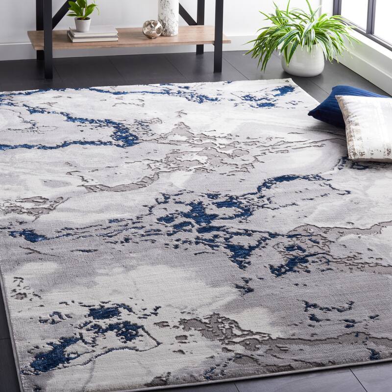 SAFAVIEH Craft Panajota Modern & Contemporary Rug - 6'7" Square - Grey/Blue