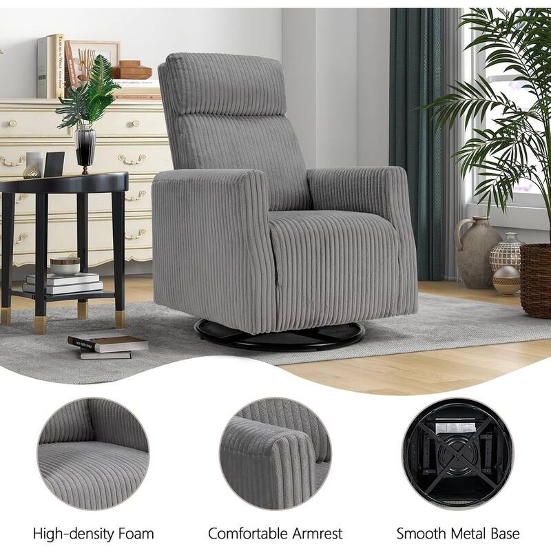 Swivel Accent Chair, Soft Fabric Chair with High Back, Comfy Single Sofa Chair Swivel Chairs for Living Room Bedroom