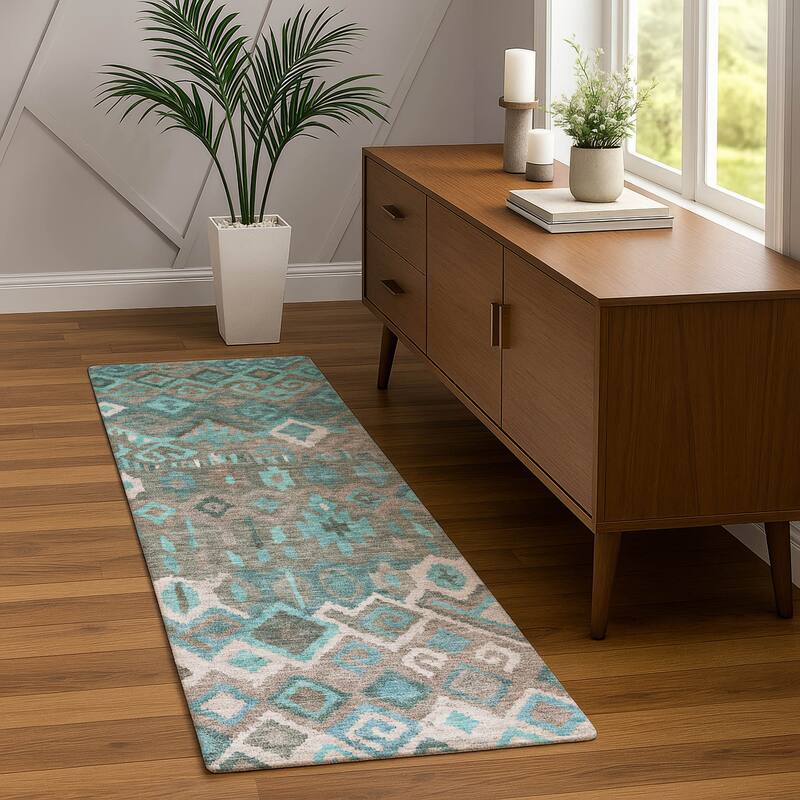 Machine Washable Indoor/ Outdoor Boho Moroccan Chantille Rug