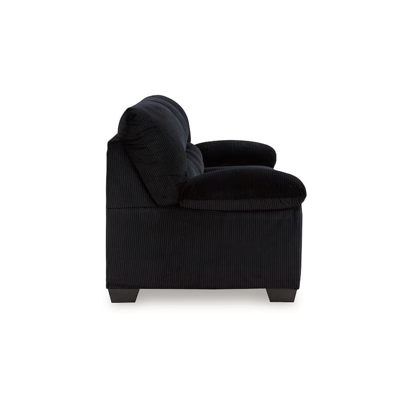 Simy Sofa, 83 Inch Black Polyester Corduroy, Modern Plush Pillow Arms