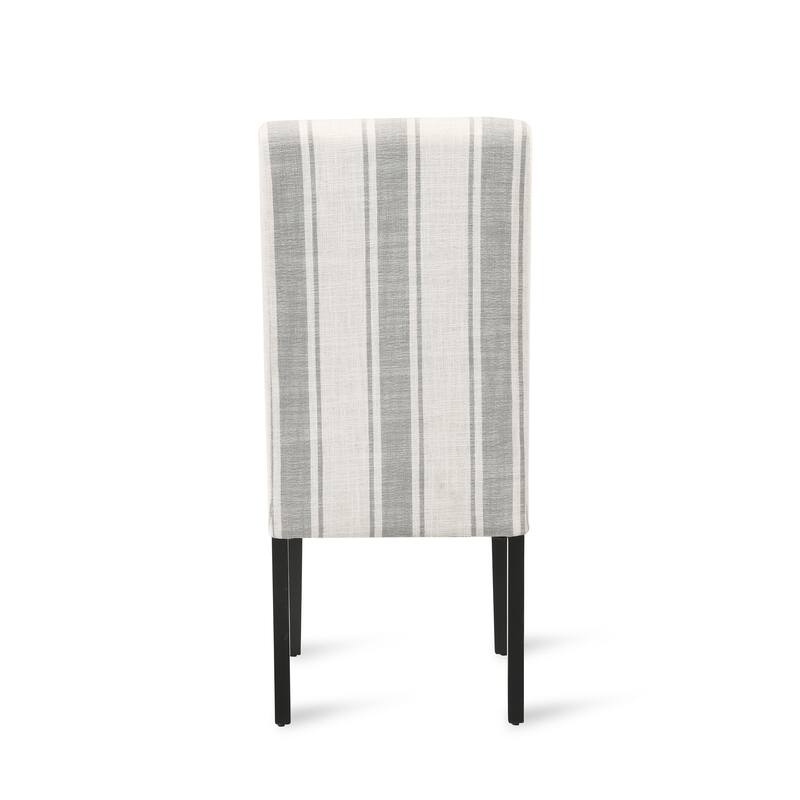 Striped Dining Chairs Set, High-Back Kitchen Chairs, Armless Upholstered Chairs with Wooden Legs, Set of 2