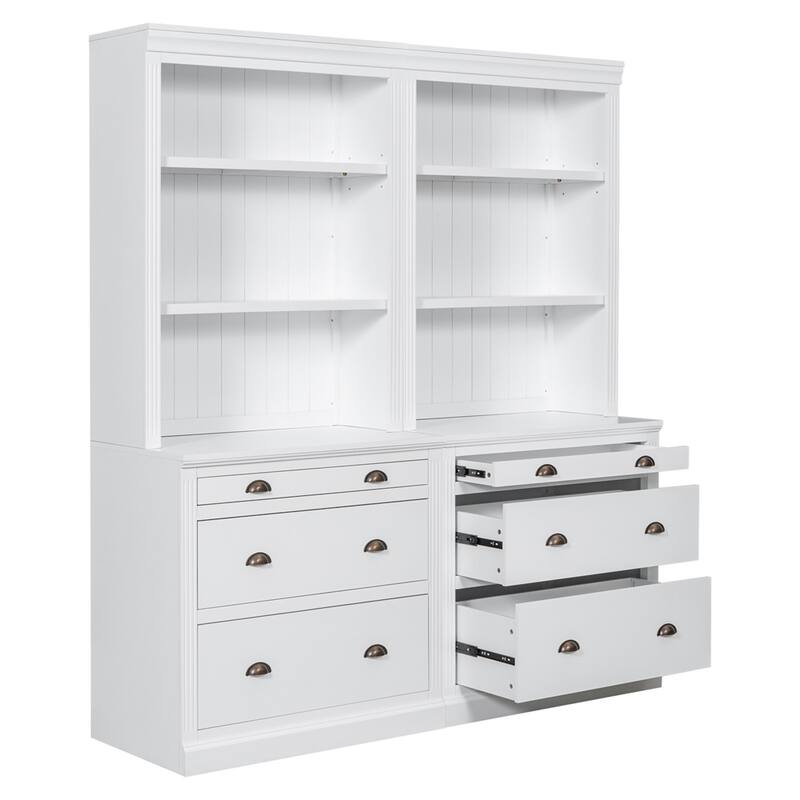 83.4"Tall Bookshelf Suite with LED Lighting, Drawers, 2-Piece