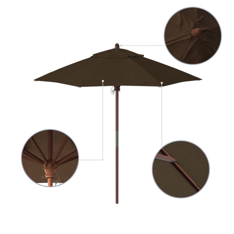 Port Lavaca 7.5ft Round Wood Umbrella by Havenside Home, Base Not Included