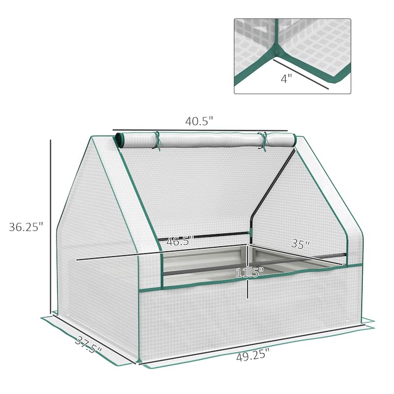 Countryside Style Garden Bed with Mini Greenhouse Cover 1 Raised Flower Pot, for Patio Garden Balcony - 8' x 10'