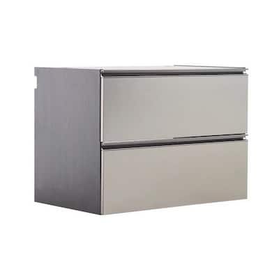 Osy Wall Mounted Garage Utility Cabinet, 2 Sliding Drawers, Gray, Chrome