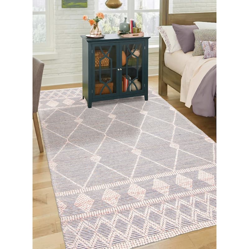 ECARPETGALLERY Braid weave Sienna Pink Wool Rug - 5'2 x 8'5