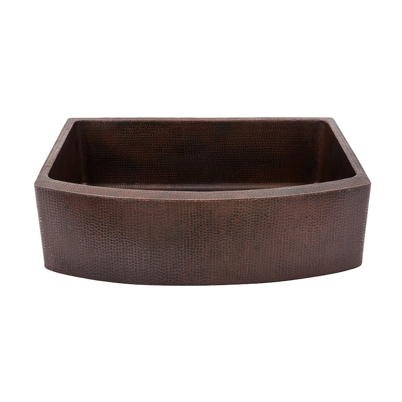 33-in Hammered Copper Kitchen Rounded Apron Single Basin Sink with Matching Drain and Accessories (KSP3_KASRDB33249)