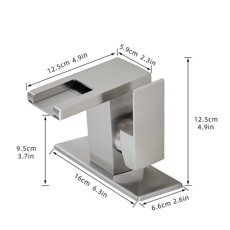 Bathroom Sink Faucet LED Light 3 Colors Changing Waterfall Glass Spout Hot Cold Water Mixer Single Handle One Hole