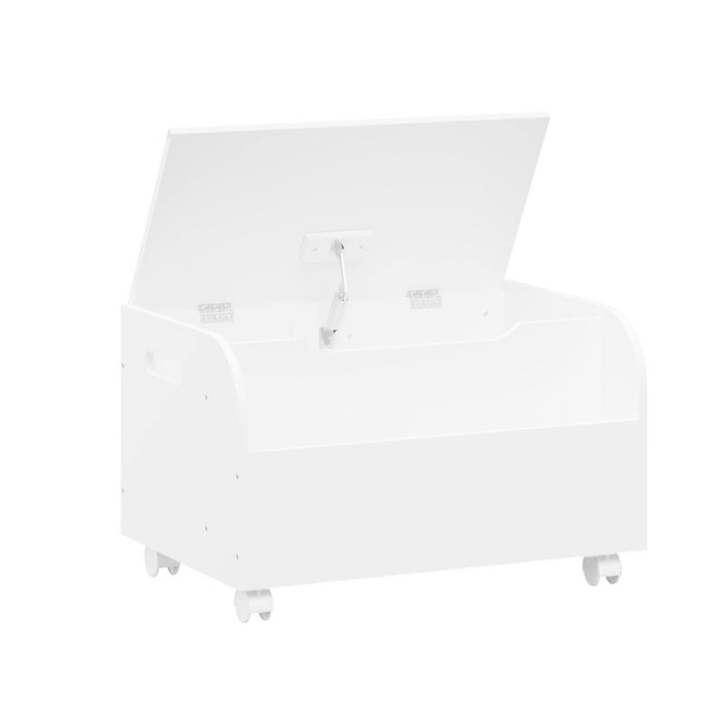 Wooden Toy Box with 4 Universal Wheels with Front Bookshelf