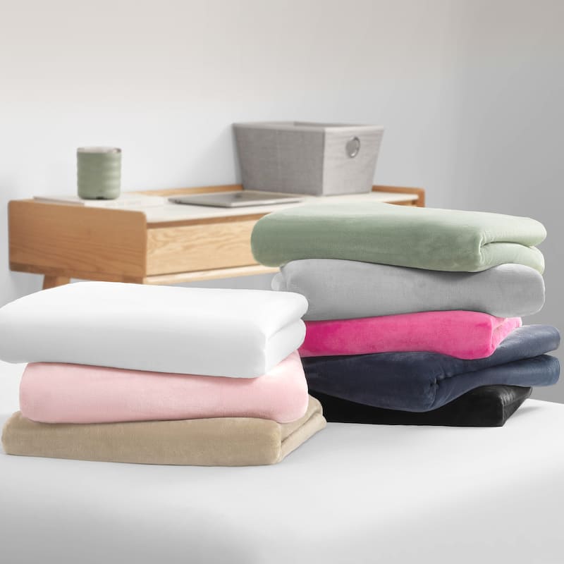 The Sheet Lab Solid Plush Throw Blankets