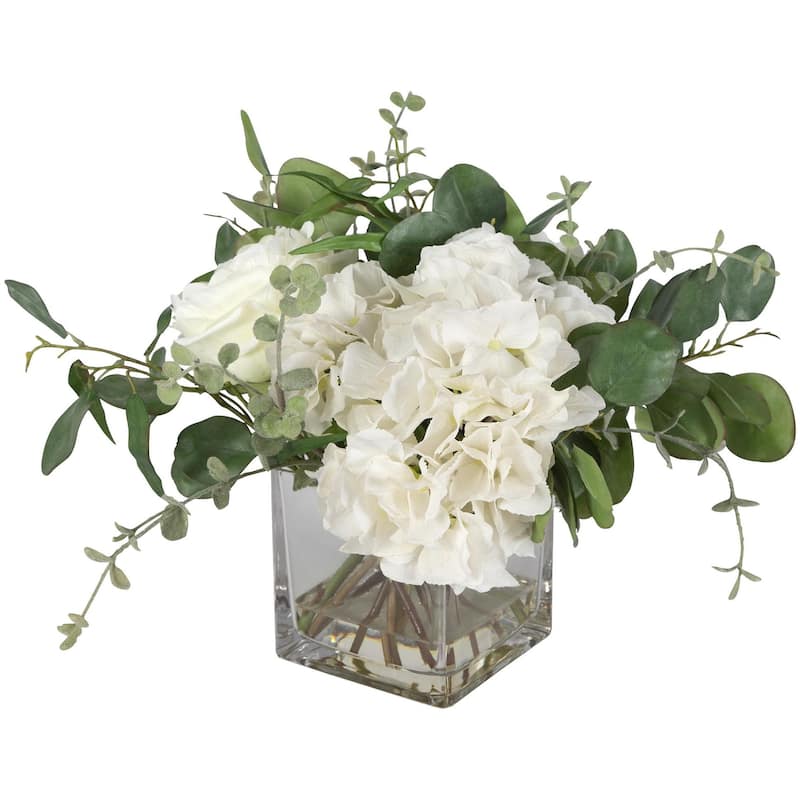 Uttermost 60216 Rosewood 13" Tall Glass Faux Flora Planter - Clear