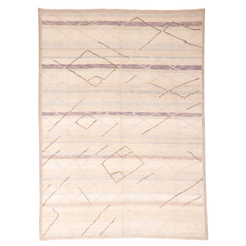 ECARPETGALLERY Hand-knotted Pak Finest Marrakesh Cream Wool Rug - 8'11 x 11'11