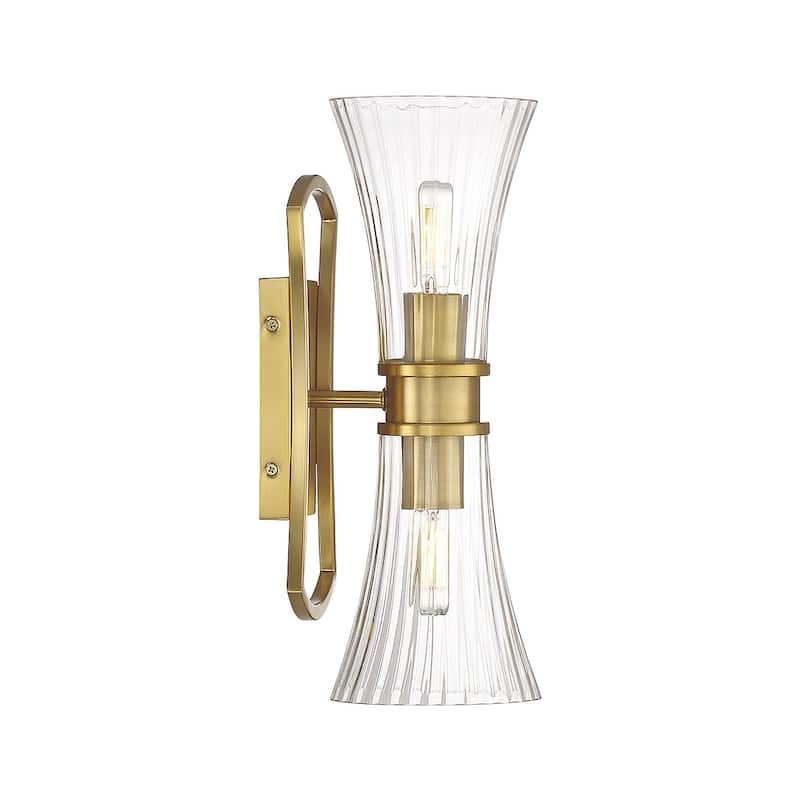 Warm Brass Two Light Wall Sconce from the Bennington Collection