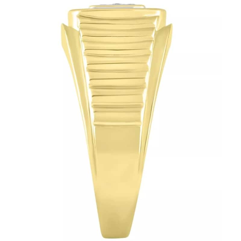 1/2 Ct Mens Diamond Ring Wide Polished Anniversary Band Yellow Gold
