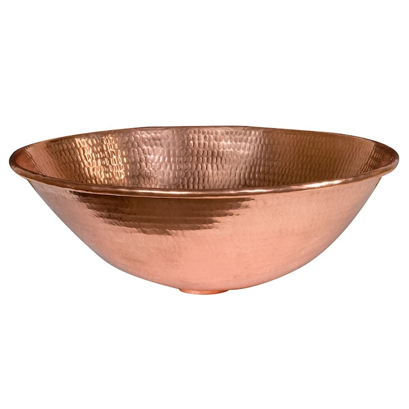 17-in Oval Wired Rim Vessel Hammered Copper Sink in Polished Copper (VO17WPC)