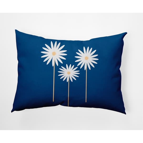 slide 2 of 3, Floral Print Indoor/Outdoor Throw Pillow Dark Cobalt Blue - 14" x 20"