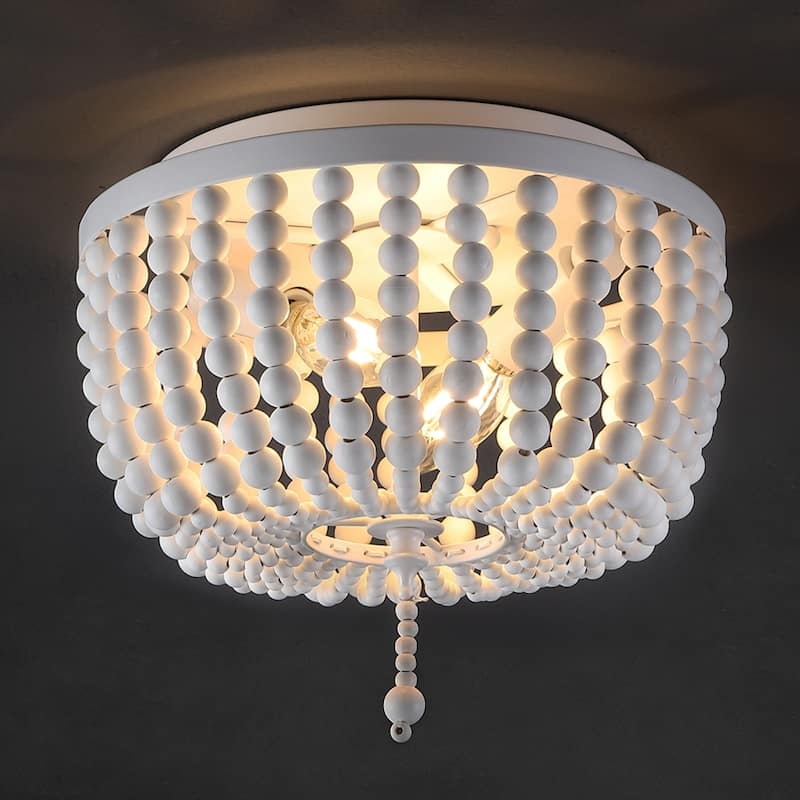 Allie Wood Beaded/Metal LED Flush Mount, by JONATHAN Y