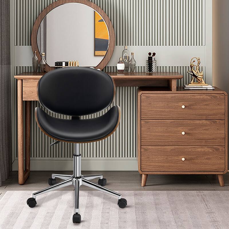 Costway Adjustable Leather Office Chair Swivel Bentwood Desk Chair - See Details