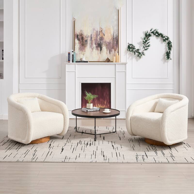 360-degree Swivel Barrel Chair with Teddy Upholstery