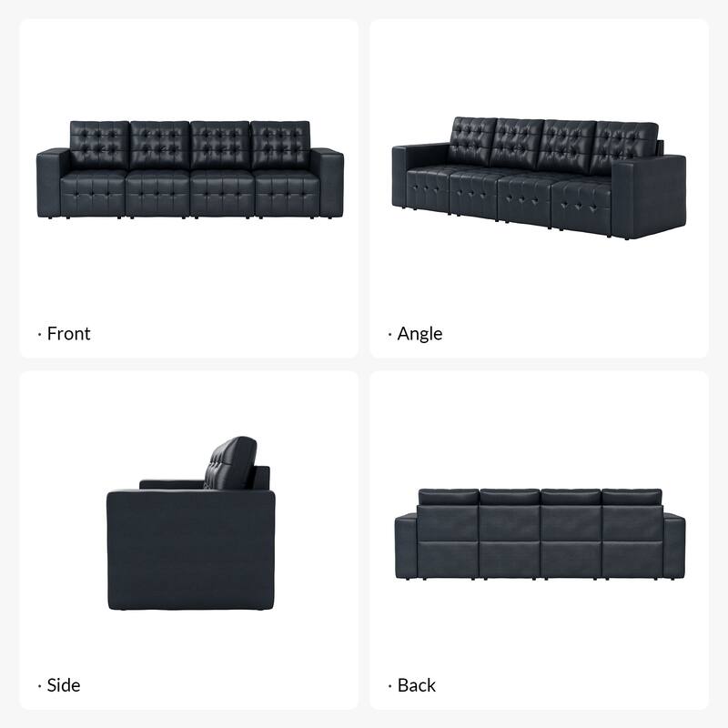 Aurora Genuine Leather Ottoman with Tufted Design by HULALA HOME