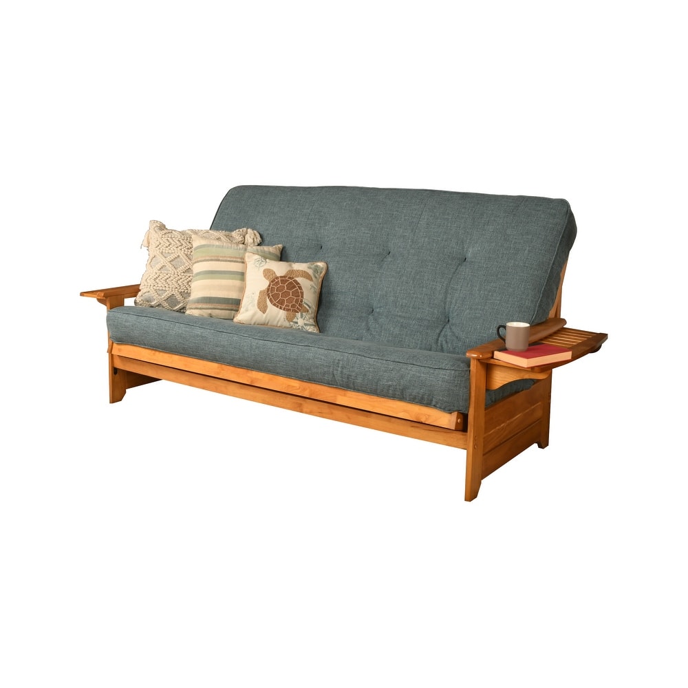 Somette Phoenix Queen-size Futon Set in Butternut Finish with Linen Mattress
