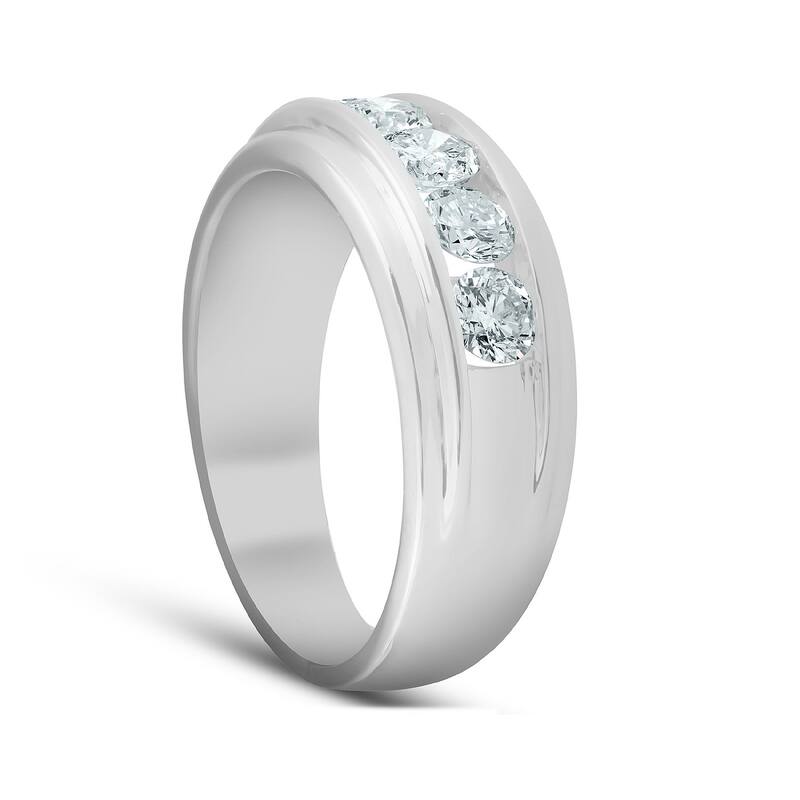 1 Ct Mens Diamond 5-Stone Wedding Ring Channel Set Classic Ring White Gold