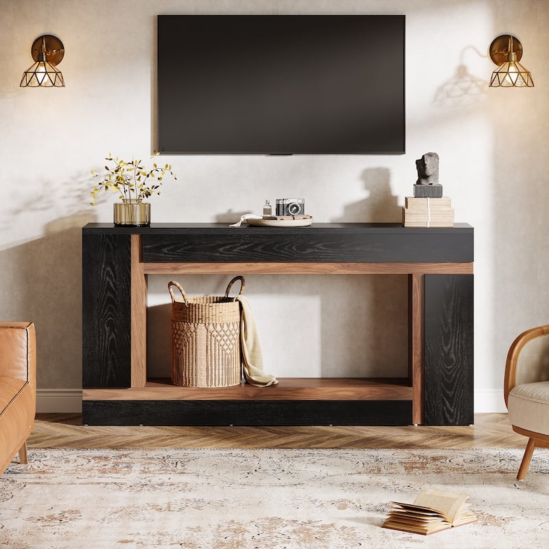 2-tier Narrow Console Entryway Table for Living Room Hallway Foyer - 63" W x 11.81" D x 31.5" H