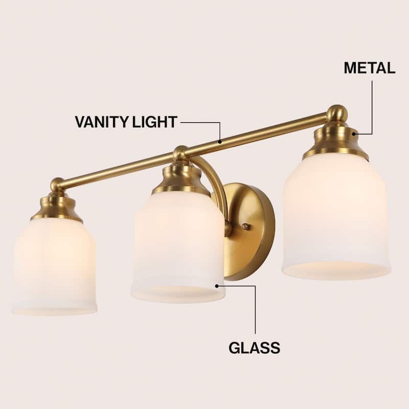 JONATHAN Y Jayne Iron/Frosted Glass LED Vanity Light