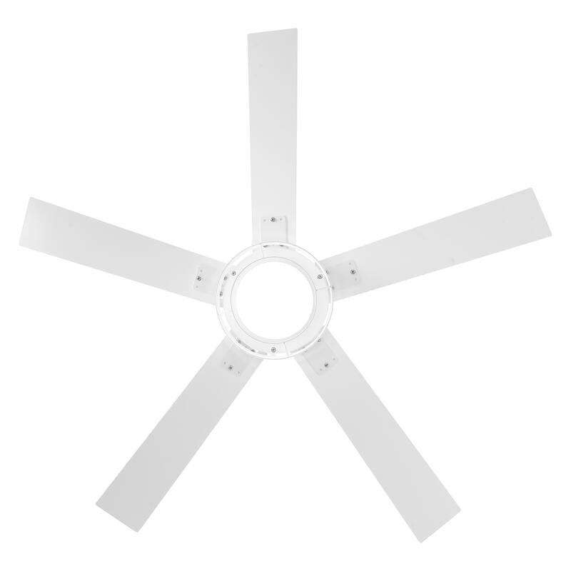 52 in. Matte White Integrated LED Dimmable Ceiling Fan with Light and Remote - 52" D x 52" W x 15.2" H