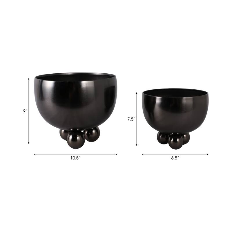 Metal Planters Modern Sleek Decorative Footed Bowl Design (Set of 2) - 10.5" x 10.5" x 9.25"